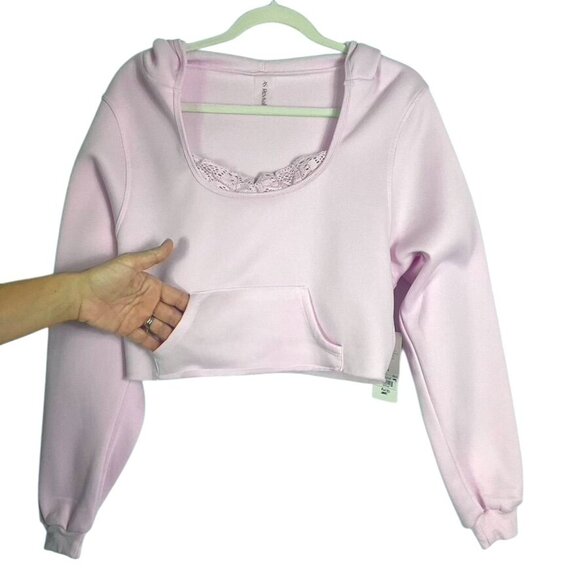 NWT Altar'd State Revival Pink Real Love Lace Skort (S) & Sweatshirt (M) Set - Picture 15 of 16